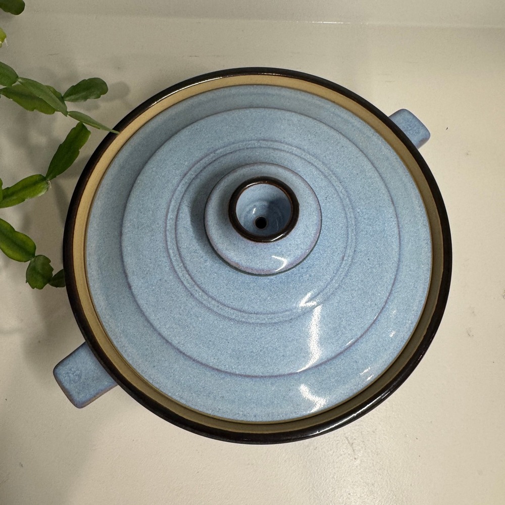 Denby-Langley Corfu Blue Stoneware Round Casserole Dish with Lid Made in England - Picture 3 of 12